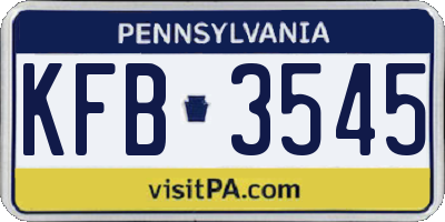 PA license plate KFB3545