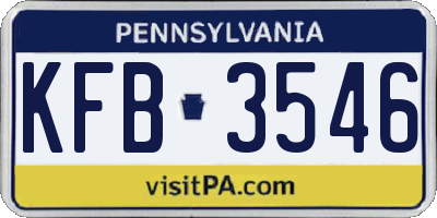 PA license plate KFB3546