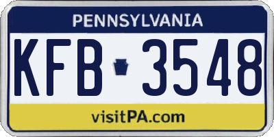 PA license plate KFB3548