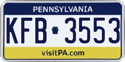 PA license plate KFB3553