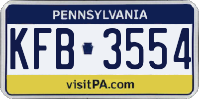 PA license plate KFB3554