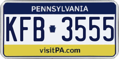 PA license plate KFB3555