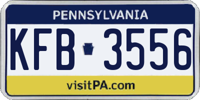 PA license plate KFB3556