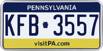 PA license plate KFB3557