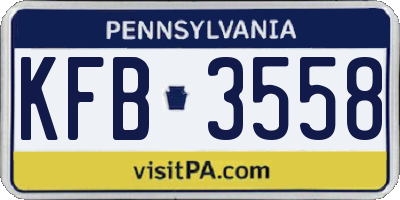 PA license plate KFB3558