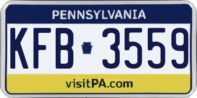 PA license plate KFB3559