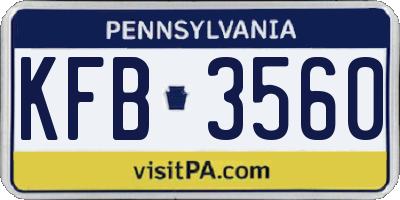 PA license plate KFB3560