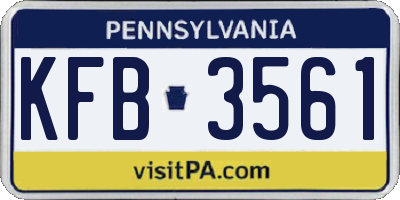 PA license plate KFB3561