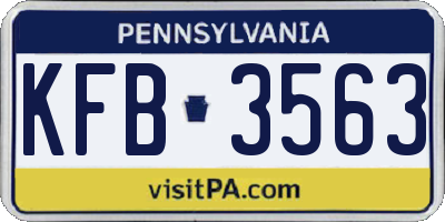 PA license plate KFB3563