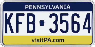 PA license plate KFB3564