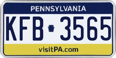 PA license plate KFB3565