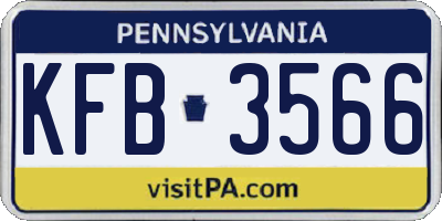 PA license plate KFB3566