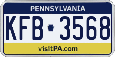 PA license plate KFB3568