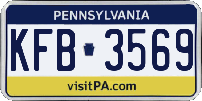 PA license plate KFB3569