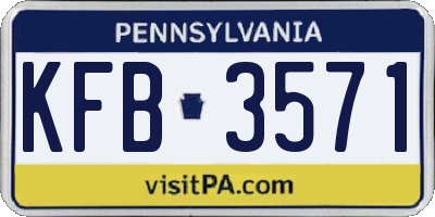 PA license plate KFB3571