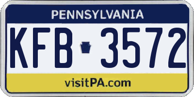 PA license plate KFB3572