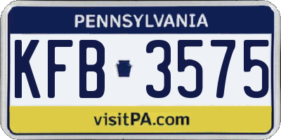PA license plate KFB3575