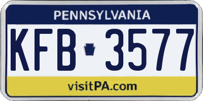PA license plate KFB3577