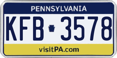 PA license plate KFB3578