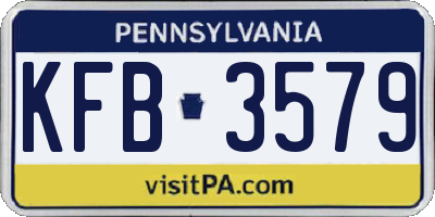 PA license plate KFB3579