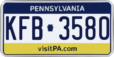 PA license plate KFB3580