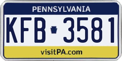 PA license plate KFB3581