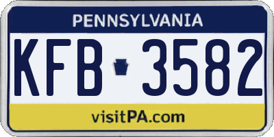 PA license plate KFB3582