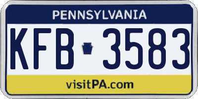 PA license plate KFB3583