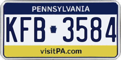 PA license plate KFB3584