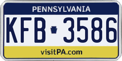 PA license plate KFB3586