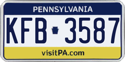 PA license plate KFB3587