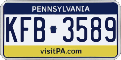 PA license plate KFB3589