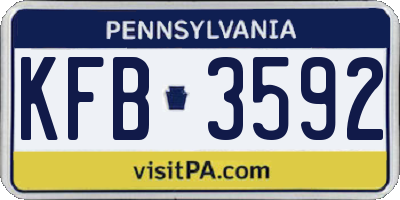 PA license plate KFB3592