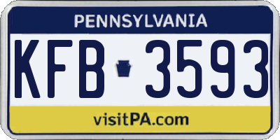 PA license plate KFB3593