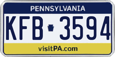 PA license plate KFB3594