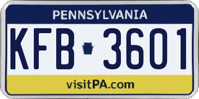 PA license plate KFB3601
