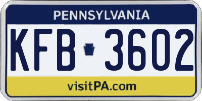 PA license plate KFB3602