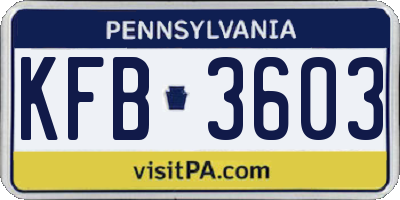 PA license plate KFB3603