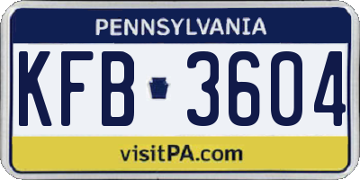 PA license plate KFB3604