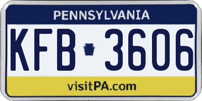 PA license plate KFB3606