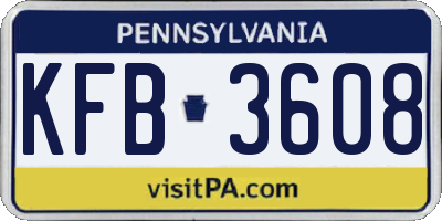 PA license plate KFB3608