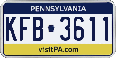 PA license plate KFB3611