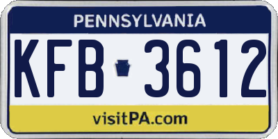 PA license plate KFB3612