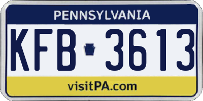 PA license plate KFB3613