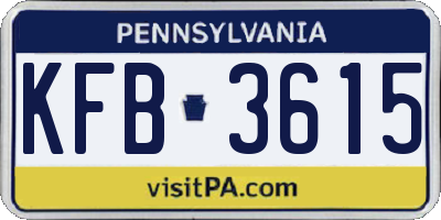 PA license plate KFB3615