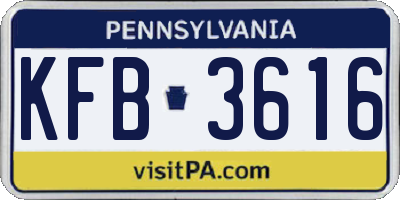 PA license plate KFB3616