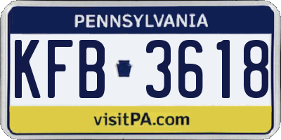 PA license plate KFB3618