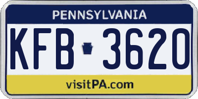 PA license plate KFB3620
