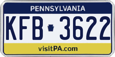PA license plate KFB3622