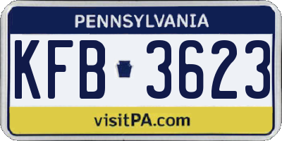 PA license plate KFB3623
